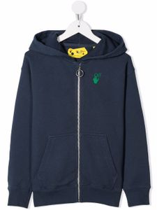 Off-White Kids hoodie zippé à logo imprimé - Bleu