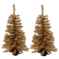 2x stuks kunstbomen/kunst kerstbomen goud 90 cm