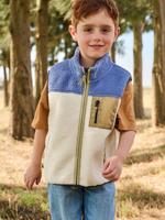 Sweater voor jongens zonder mouwen in sherpa meerkleurig