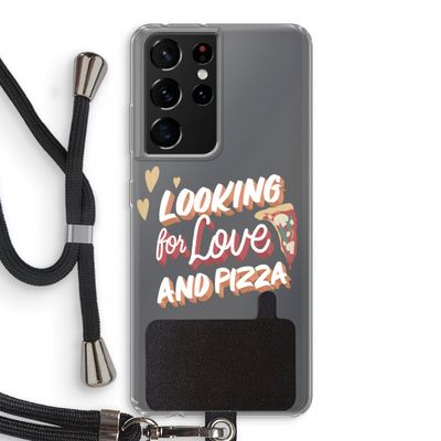 Pizza is the answer: Samsung Galaxy S21 Ultra Transparant Hoesje met koord