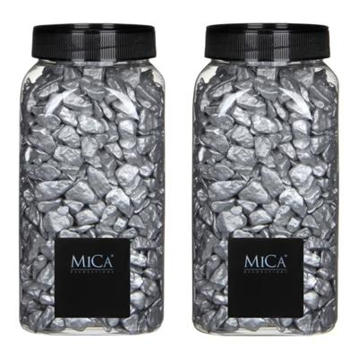 Mica Decorations decoratie steentjes - 2x - zilver - 1 kilo - 650ml - hobby steentjes