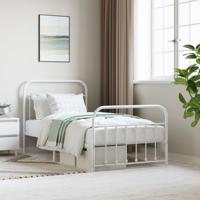 Bedframe met hoofd- en voeteneinde metaal wit 100x190 cm