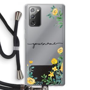Gele bloemen: Samsung Galaxy Note 20 / Note 20 5G Transparant Hoesje met koord