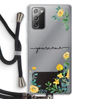 Gele bloemen: Samsung Galaxy Note 20 / Note 20 5G Transparant Hoesje met koord