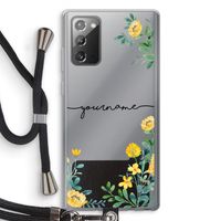 Gele bloemen: Samsung Galaxy Note 20 / Note 20 5G Transparant Hoesje met koord