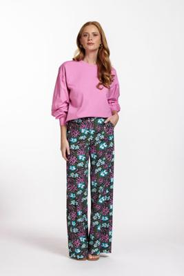 Marilon flower jacquard trousers - army/pink - 08557