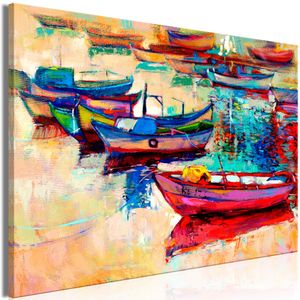 Schilderij - Gekleurde boten, print van handgeschilderd