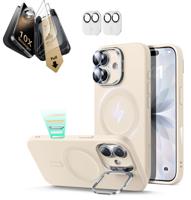 iPhone 17 Bundle Cloud Soft Magnetic Case (Camera Control, Stash Stand) and Armorite Pro Screen Protector - Light Tan