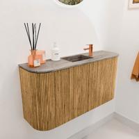 Toiletmeubel Mondiaz Joya Dlux | 83.2 cm | Meubelkleur Oak | Faye wastafel Oza Wasbak Midden | 1 kraangat