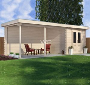 Woodpro Asselt Tuinhuis 800x300 cm 28 mm vuren blank- Plat dak- Onbehandeld vurenhout- Woodpro