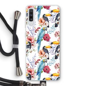 Bloemen tukan: Samsung Galaxy A70 Transparant Hoesje met koord