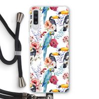 Bloemen tukan: Samsung Galaxy A70 Transparant Hoesje met koord