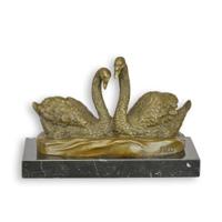 A BRONZE SCULPTURE OF A PAIR OF SWANS