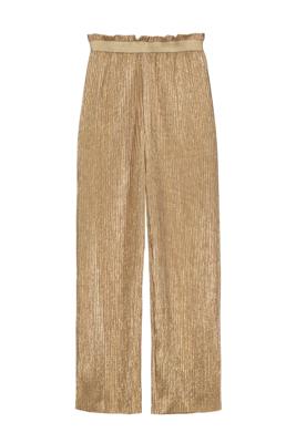 Like Flo Zomer broek meisjes Goud - plisse metallic + elastische tailleband - Flora