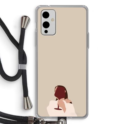 I drink wine: OnePlus 9 Transparant Hoesje met koord