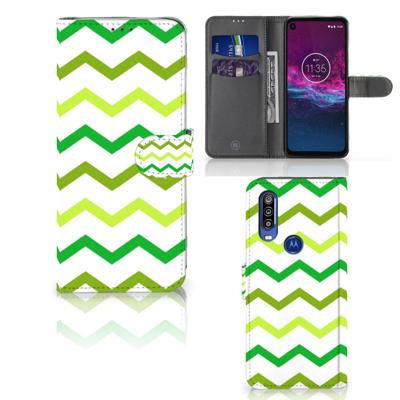 Motorola One Action | Telefoon Hoesje | Zigzag Groen