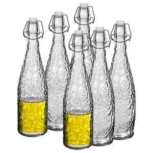 Alessandro Beugelfles/weckfles - 12x - gedecoreerd glas - transparant - luchtdicht - 1 liter