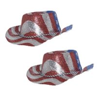 6x stuks cowboy glitterhoed USA thema