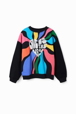 Veelkleurig sweatshirt met tekst - BLACK - XL