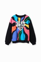 Veelkleurig sweatshirt met tekst - BLACK - XL