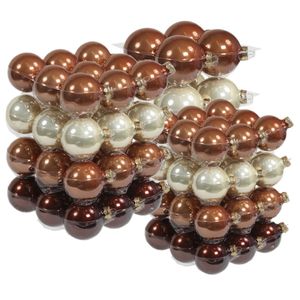 88x stuks glazen kerstballen natuurtinten (opal natural) 4, 6 en 8 cm glans   -