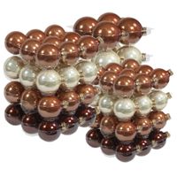 88x stuks glazen kerstballen natuurtinten (opal natural) 4, 6 en 8 cm glans   - - thumbnail