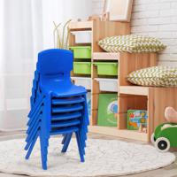 Set van 6 Kinderstoelen Stapelbare Stoelen met Rugleuning voor Speelkamer Kleuterschool Thuis of Buiten Belastbaar tot 80 kg Marineblauw