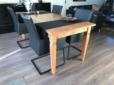 Set van 4 leren eetkamerstoelen met sledepoot - blauw leer - Echt leer, Industrieel, ontdek de vele Leersoorten en Kleuren bij ShopX