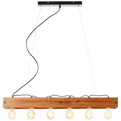 Brilliant HanglampCalandra 6-lichts zwart met houtbruin - 99452/76