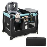 6-in-1 Baby Reisbeddraagbaar Babybox met Schommelwieg en Commode Groen