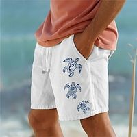 heren katoenen shorts zomershorts strandshorts print trekkoord elastische taille dierlijk comfort ademend kort outdoor vakantie uitgaan katoenmix hawaiiaans casual legergroen wit Lightinthebox