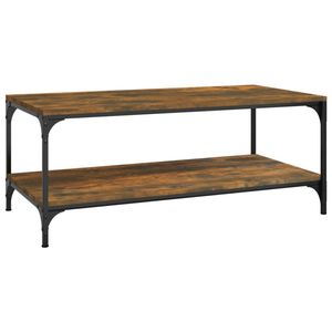 The Living Store Salontafel Industrieel - 80 x 50 x 40 cm - Gerookt Eiken