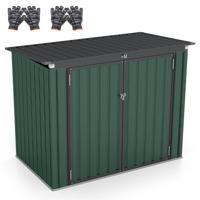 Afvalcontainerbox voor 2 Afvalcontainers Afvalbox van Verzinkt Metaal Afvalhuis met 2 Deuren 172 x 95,5 x 130 cm Groen