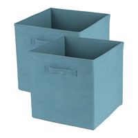 Opbergmand/kastmand Square Box - 3x - karton/kunststof - 29 liter - ijsblauw - 31 x 31 x 31 cm