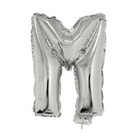 Folieballon letter M - 41 cm - zilver - feestdecoratie - versiering