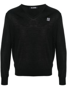 Raf Simons pull en laine mérinos à logo brodé - Noir