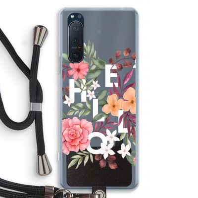 Hello in flowers: Sony Xperia 5 II Transparant Hoesje met koord
