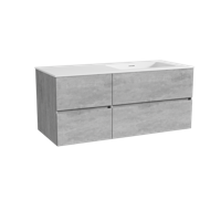 Storke Edge zwevend badmeubel 120 x 52 cm beton donkergrijs met Mata asymmetrisch rechtse wastafel in solid surface mat wit