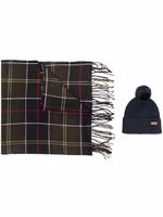 Barbour ensemble écharpe-bonnet à motif tartan - Bleu