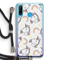 Rainbow Unicorn: Huawei P30 Lite Transparant Hoesje met koord Rainbow Unicorn: Huawei P30 Lite Transparant Hoesje met koord