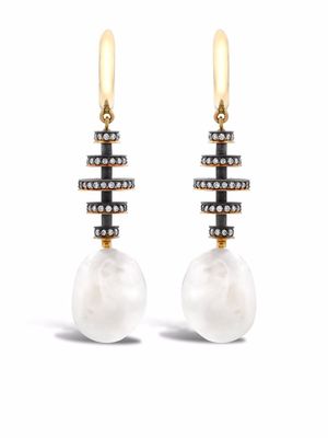 Pragnell boucles d'oreilles pendantes Legacy en or rose 18ct à perles et diamants