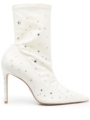 Stuart Weitzman bottines 110 mm à ornements en cristal - Blanc