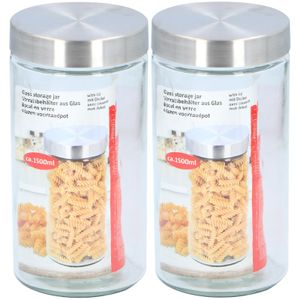 2x Glazen luxe voorraadpotten/voorraadbussen 1500 ml