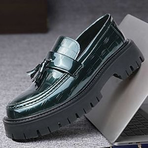 Geklede herenloafers slip-ons schoenen met kwastjes lugzool Brits kantoor carrière pu leer in hoogte toenemende loafers zwart groen lente herfst Lightinthebox