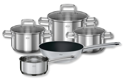 Rosle Pannenset Moments - Kookpannen + Deksels, Steelpan & Wokpan ø 28 cm - 5 Delig