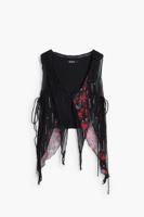 Asymmetrische chiffon blouse - BLACK - L