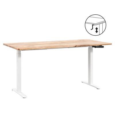 Leen Bakker - Bureau Homeworx Zit/sta Handmatig Verstelbaar - Mangohout/wit - 75/118x160x80 Cm - Metaal/Hout/Mangohout - Bruin