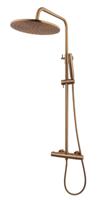 Regendouche set Wiesbaden Caral | Opbouw | Thermostaatkraan | 2-weg | hoh 15 cm | 2-hendel | Rond | Geborsteld brons koper PVD