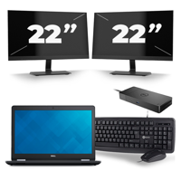 Dell Latitude E5570 - Intel Core i5-6e Generatie - 15 inch - 8GB RAM - 256GB SSD - Windows 11 + 2x 22 inch Monitor