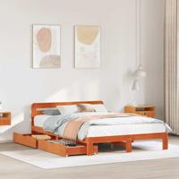 Bedframe zonder matras massief grenenhout wasbruin 120x190 cm